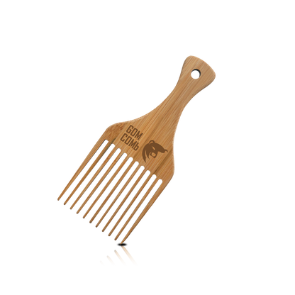 HAIR COMB - GWPICK03 - GOMCOMb NATURAL BAMBOO WOOD PICK COMB - PACK OF 12