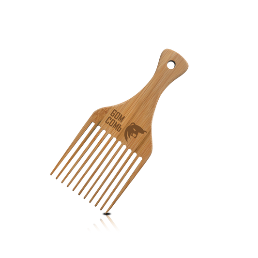 HAIR COMB - GWPICK03 - GOMCOMb NATURAL BAMBOO WOOD PICK COMB - PACK OF 12