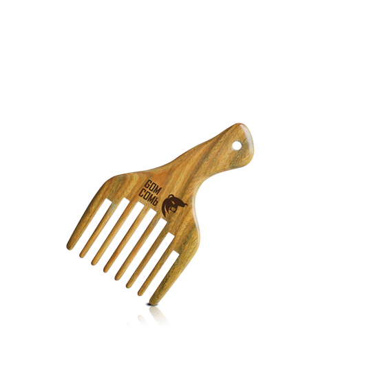 HAIR COMB - GWPICK04 - GOMCOMb NATURAL BAMBOO WOOD PICK COMB - PACK OF 12