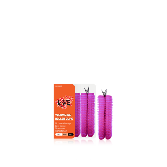 HAIR ROLLER - LHR500 - LOVE VOLUMIZING ROLLER CLIPS - 1 1/5" - PINK - 3 PCS - PACK OF 12