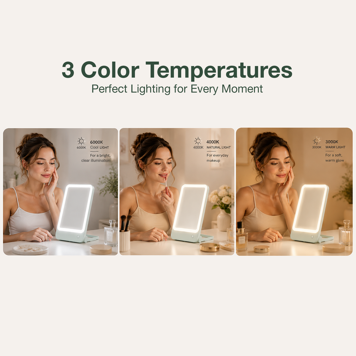 LED MIRROR - LLM02 - LOVE 2-IN-1 DESKTOP & WALL-HANGING PORTABLE MAKEUP LED MIRROR - TEAL