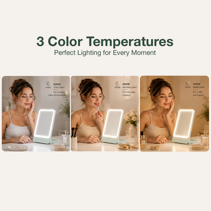 LED MIRROR - LLM02 - LOVE 2-IN-1 DESKTOP & WALL-HANGING PORTABLE MAKEUP LED MIRROR - TEAL