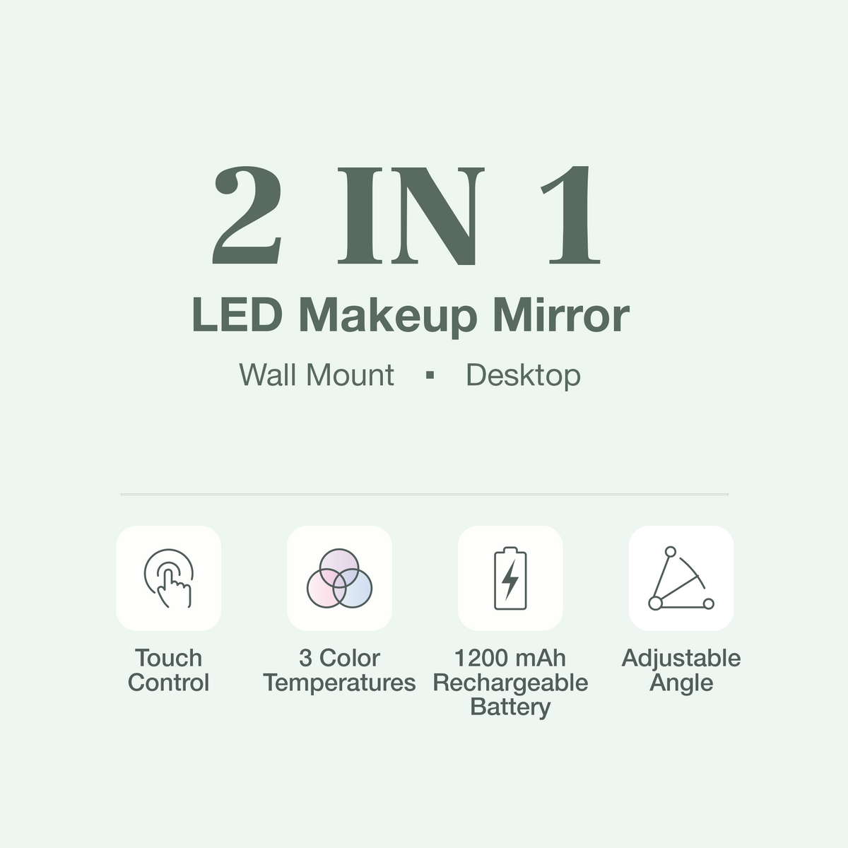 LED MIRROR - LLM02 - LOVE 2-IN-1 DESKTOP & WALL-HANGING PORTABLE MAKEUP LED MIRROR - TEAL