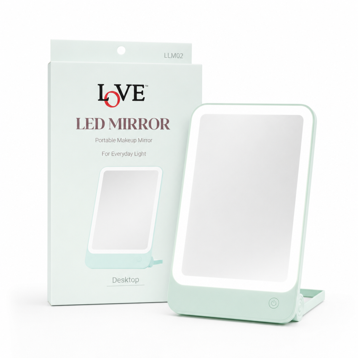 LED MIRROR - LLM02 - LOVE 2-IN-1 DESKTOP & WALL-HANGING PORTABLE MAKEUP LED MIRROR - TEAL