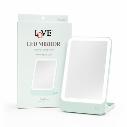 LED MIRROR - LLM02 - LOVE 2-IN-1 DESKTOP & WALL-HANGING PORTABLE MAKEUP LED MIRROR - TEAL