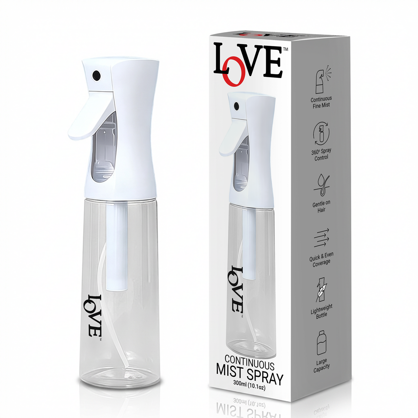 MIST SPRAY - LMS300WH - LOVE MULTIPURPOSE CONTINUOUS FINE MIST SPRAY BOTTLE - 300 ML - WHITE
