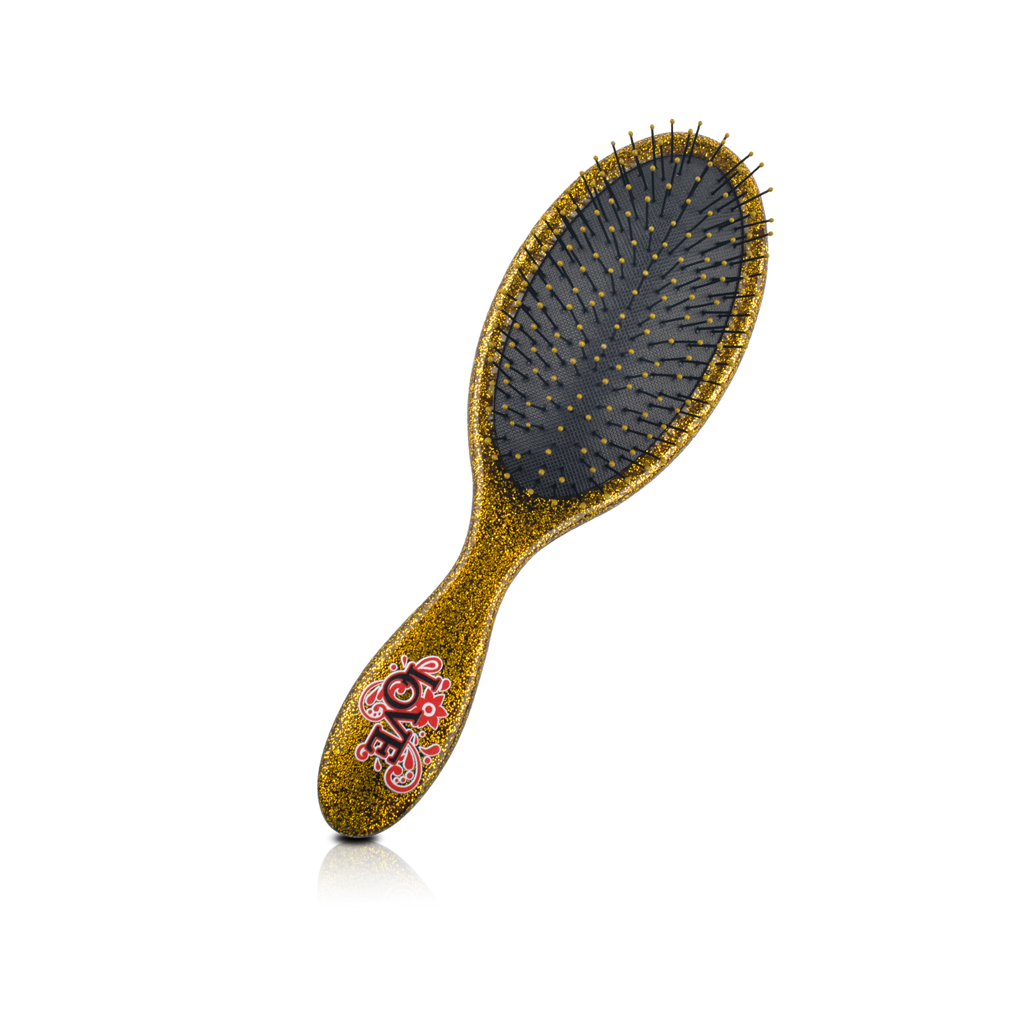 HAIR BRUSH - LPD01GG - LOVE WET N DRY PRO DETANGLER DETANGLE BRUSH - OVAL GLITTER GOLD - PACK OF 6