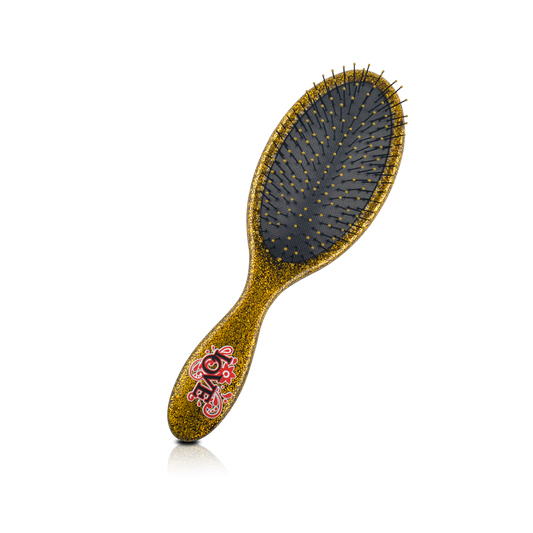 HAIR BRUSH - LPD01GG - LOVE WET N DRY PRO DETANGLER DETANGLE BRUSH - OVAL GLITTER GOLD - PACK OF 6