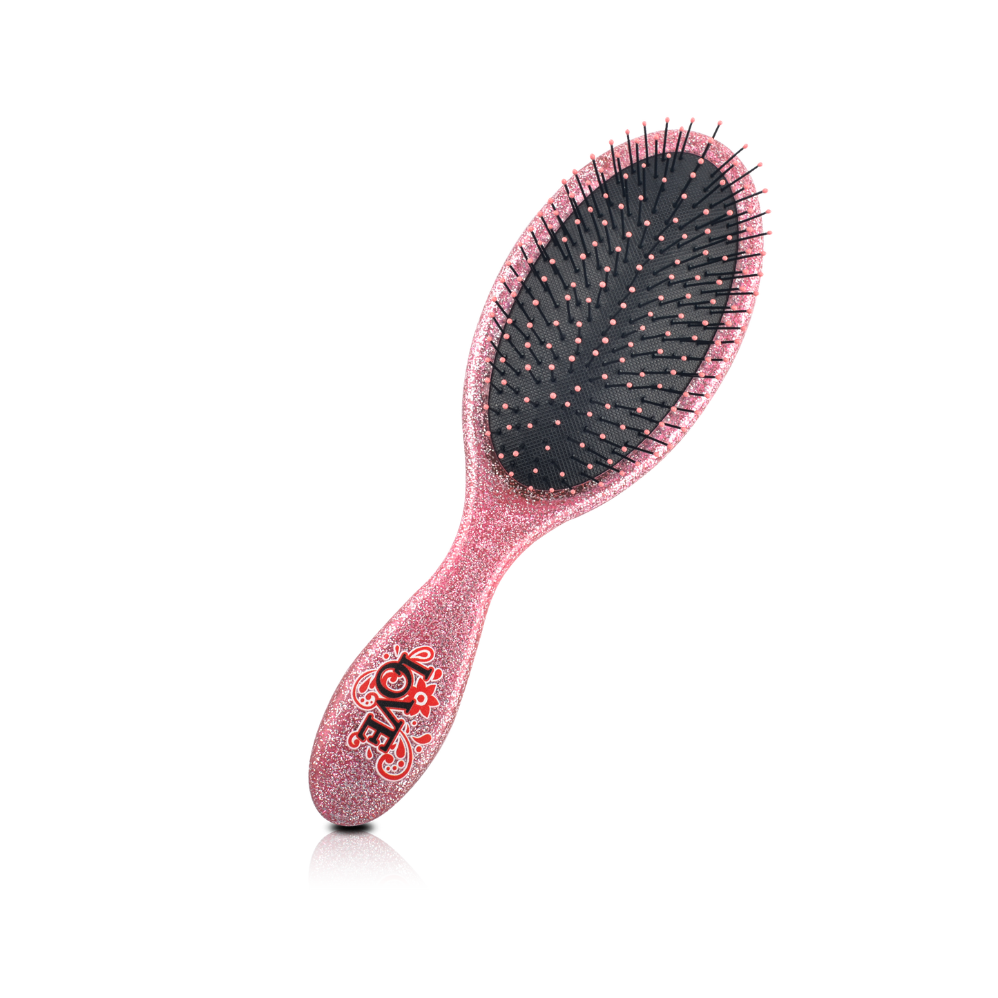 HAIR BRUSH - LPD01GP - LOVE WET N DRY PRO DETANGLER DETANGLE BRUSH - OVAL GLITTER PINK - PACK OF 6