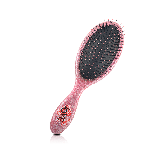 HAIR BRUSH - LPD01GP - LOVE WET N DRY PRO DETANGLER DETANGLE BRUSH - OVAL GLITTER PINK - PACK OF 6