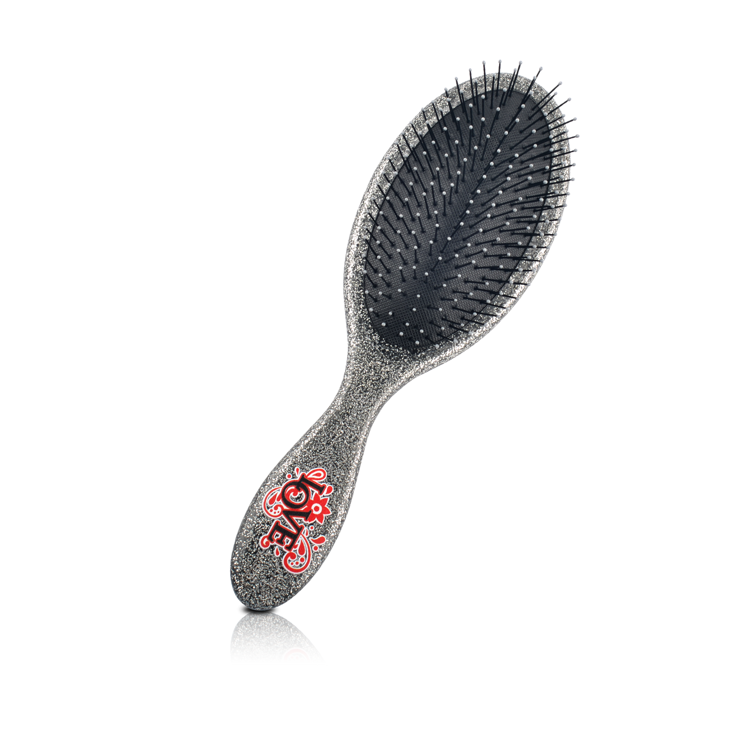 HAIR BRUSH - LPD01GS - LOVE WET N DRY PRO DETANGLER DETANGLE BRUSH - OVAL GLITTER SILVER - PACK OF 6