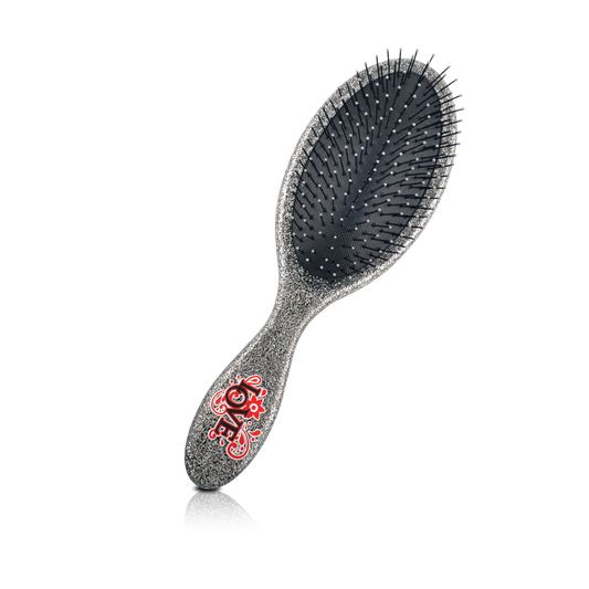 HAIR BRUSH - LPD01GS - LOVE WET N DRY PRO DETANGLER DETANGLE BRUSH - OVAL GLITTER SILVER - PACK OF 6