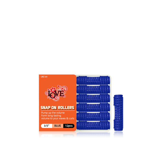 HAIR ROLLER - LRC101 - LOVE SNAP ON ROLLERS - 3/5" - BLUE - 12 PCS - PACK OF 12
