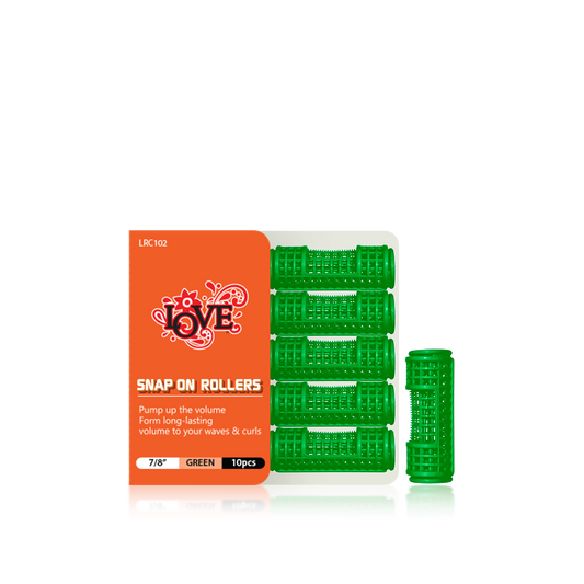 HAIR ROLLER - LRC102 - LOVE SNAP ON ROLLERS - 7/8" - GREEN - 10 PCS - PACK OF 12