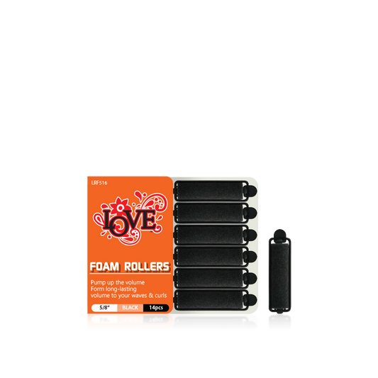 HAIR ROLLER - LRF516 - LOVE FORM ROLLERS - 5/8" - BLACK - 14 PCS - PACK OF 12