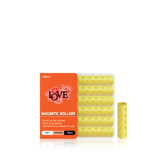 HAIR ROLLER - LRM002 - LOVE MAGNETIC ROLLERS - 3/4" - YELLOW - 12 PCS - PACK OF 12