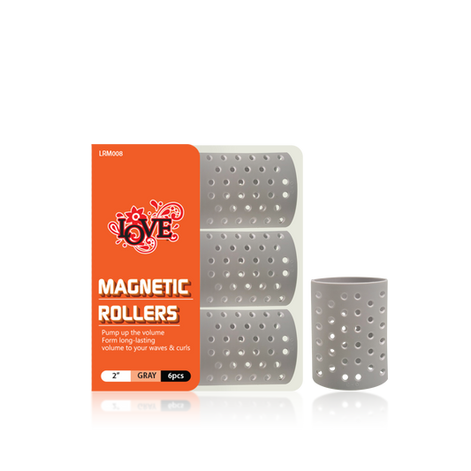 HAIR ROLLER - LRM008 - LOVE MAGNETIC ROLLERS - 2" - GRAY - 6 PCS - PACK OF 12