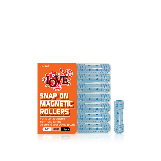 HAIR ROLLER - LRM322 - LOVE SNAP ON MAGNETIC ROLLERS - 5/8" - BLUE - 14 PCS - PACK OF 12