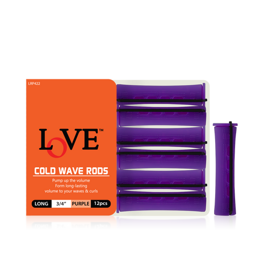 HAIR ROLLER - LRP422 - LOVE COLD WAVE RODS - LONG 3/4" - PURPLE - 6 PCS - PACK OF 12