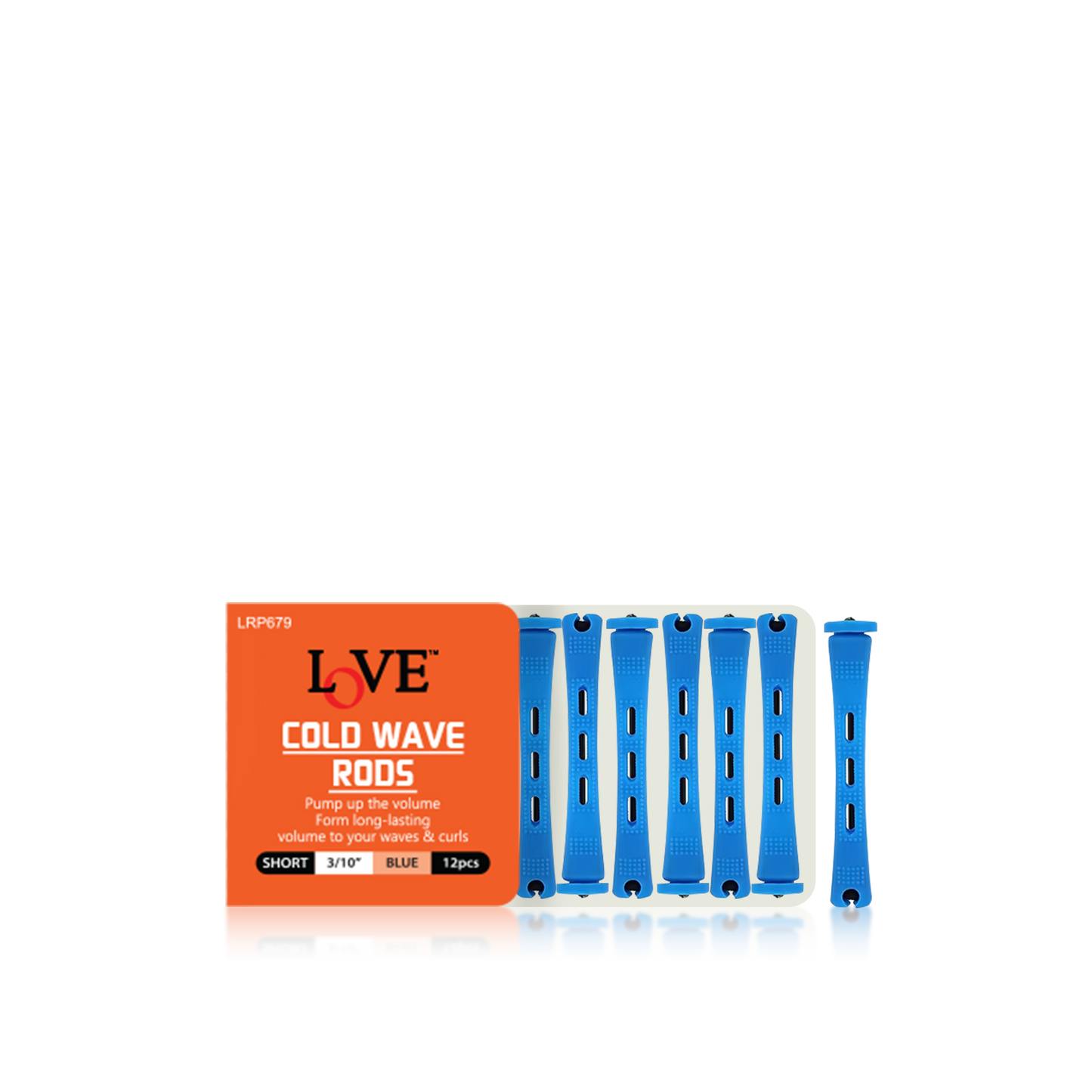 HAIR ROLLER - LRP679 - LOVE COLD WAVE RODS - SHORT 3/10" - BLUE - 12 PCS - PACK OF 12