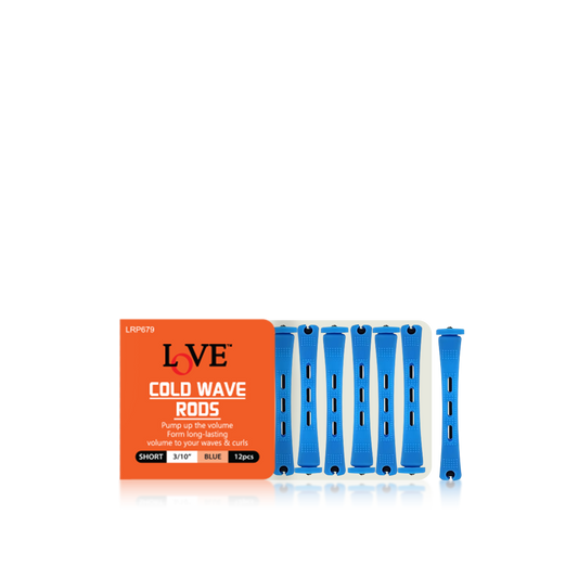 HAIR ROLLER - LRP679 - LOVE COLD WAVE RODS - SHORT 3/10" - BLUE - 12 PCS - PACK OF 12