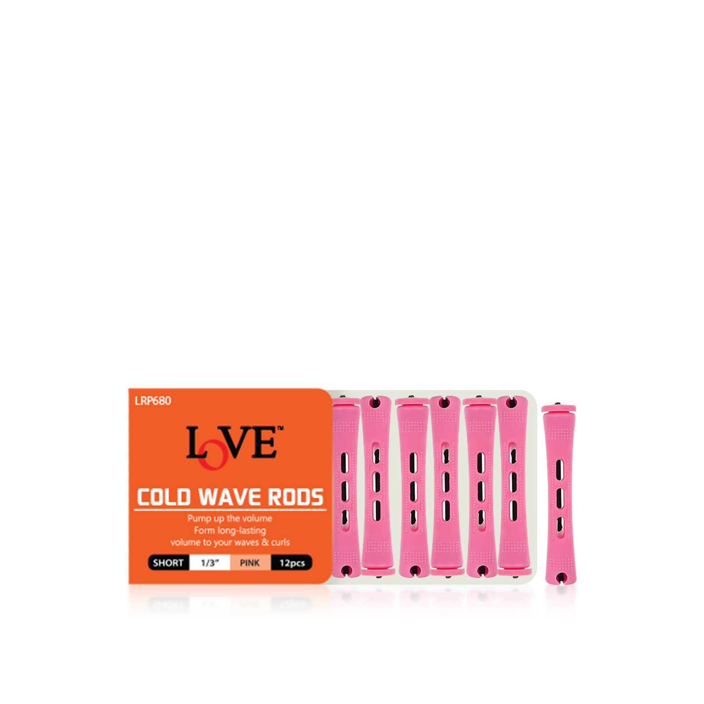 HAIR ROLLER - LRP680 - LOVE COLD WAVE RODS - SHORT 1/3" - PINK - 12 PCS - PACK OF 12