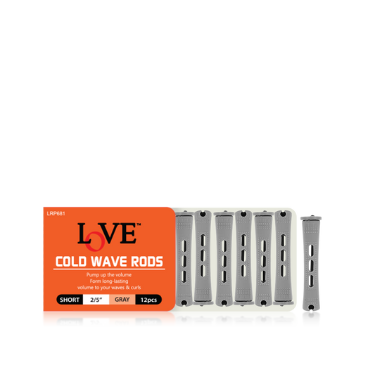HAIR ROLLER - LRP681 - LOVE COLD WAVE RODS - SHORT 2/5" - GRAY - 12 PCS - PACK OF 12