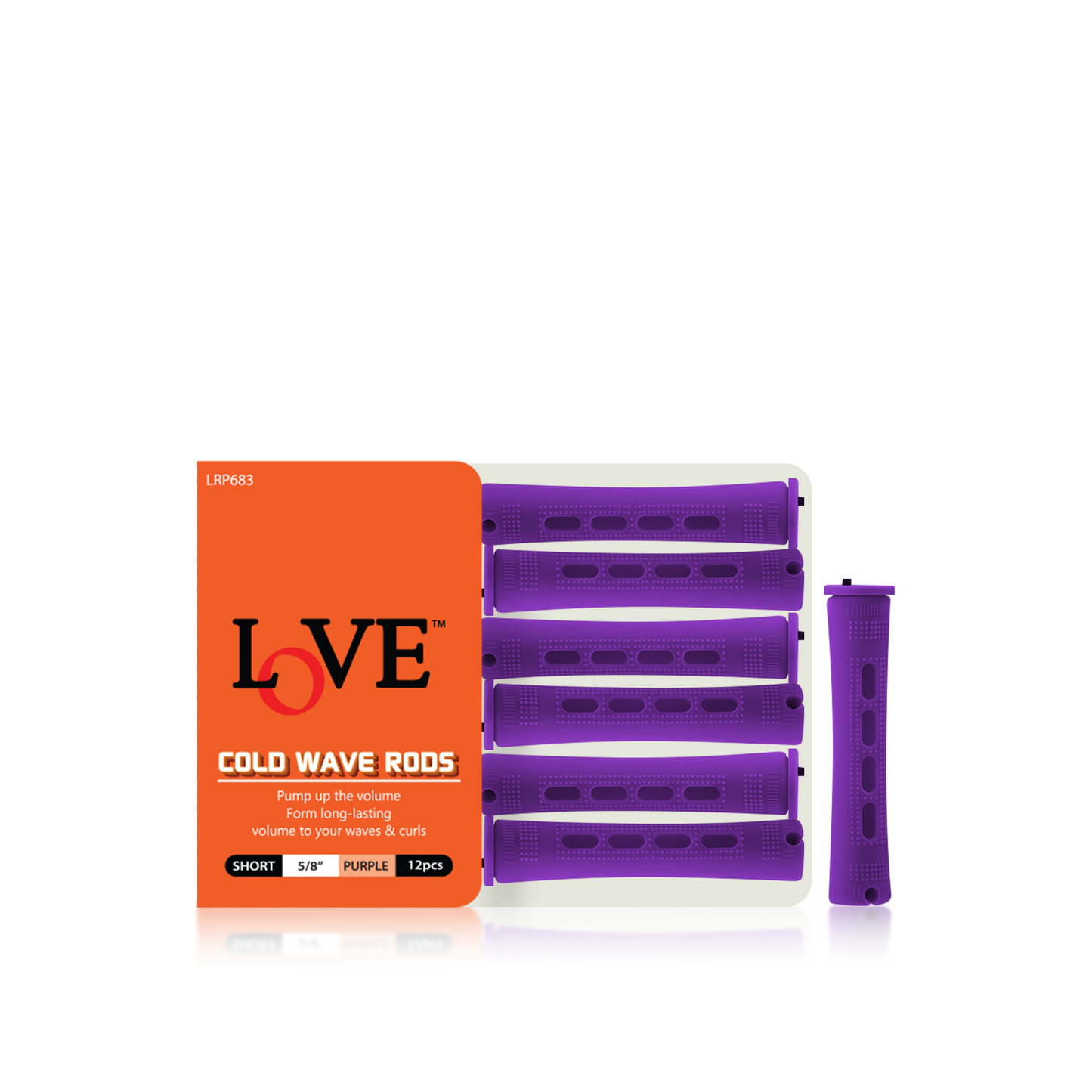 HAIR ROLLER - LRP683 - LOVE COLD WAVE RODS - SHORT 5/8" - PURPLE - 12 PCS - PACK OF 12