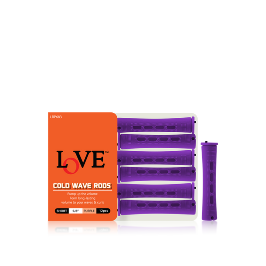 HAIR ROLLER - LRP683 - LOVE COLD WAVE RODS - SHORT 5/8" - PURPLE - 12 PCS - PACK OF 12