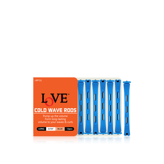 HAIR ROLLER - LRP722 - LOVE COLD WAVE RODS - LONG 3/10" - BLUE - 12 PCS - PACK OF 12