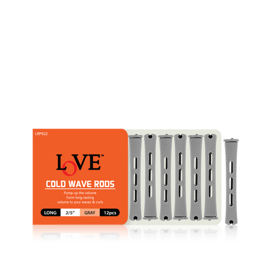 HAIR ROLLER - LRP922 - LOVE COLD WAVE RODS - LONG 2/5" - GRAY - 12 PCS - PACK OF 12