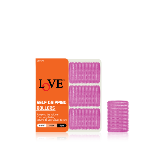 HAIR ROLLER - LRV372 - LOVE SELF GRIPPING ROLLERS - 1 3/4" - PINK - 6 PCS - PACK OF 12