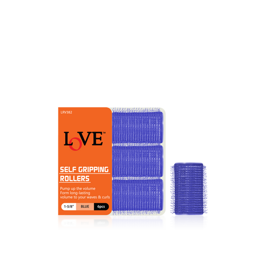 HAIR ROLLER - LRV382 - LOVE SELF GRIPPING ROLLERS - 1 5/8" - BLUE - 6 PCS - PACK OF 12