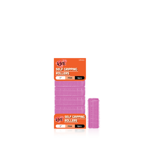 HAIR ROLLER - LRV422 - LOVE SELF GRIPPING ROLLERS - 1" - PINK - 6 PCS - PACK OF 12