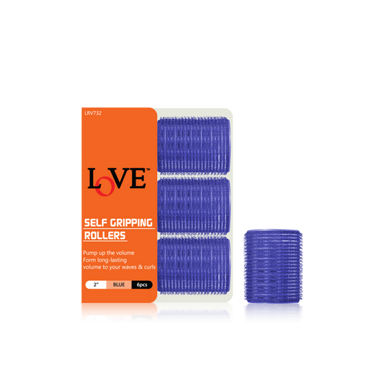 HAIR ROLLER - LRV732 - LOVE SELF GRIPPING ROLLERS - 2" - BLUE - 6 PCS - PACK OF 12