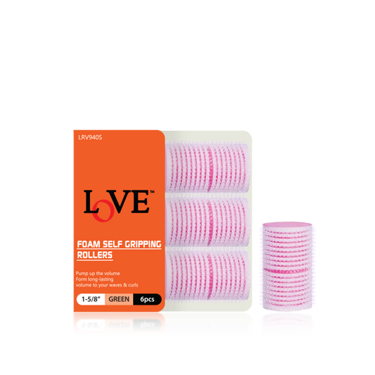 HAIR ROLLER - LRV936S - LOVE FORM SELF GRIPPING ROLLERS - 1 1/2" - PINK - 6 PCS - PACK OF 12