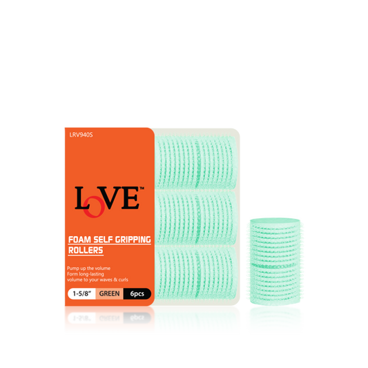 HAIR ROLLER - LRV940S - LOVE FORM SELF GRIPPING ROLLERS - 1 5/8" - GREEN - 6 PCS - PACK OF 12