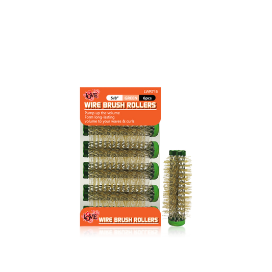 HAIR ROLLER - LWR715 - LOVE WIRE BRUSH ROLLERS - 5/8" - GREEN - 6 PCS - PACK OF 12