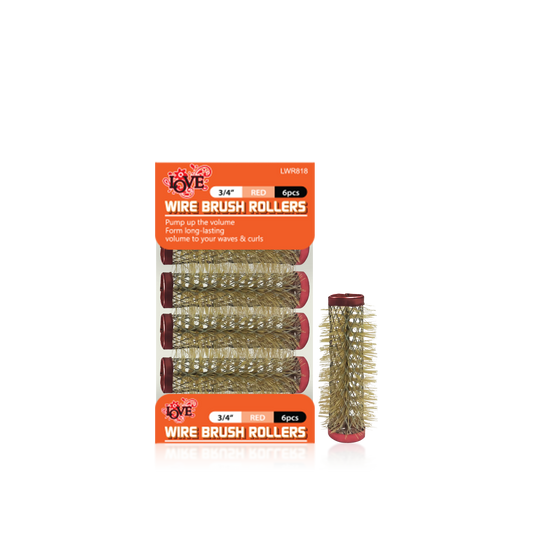 HAIR ROLLER - LWR818 - LOVE WIRE BRUSH ROLLERS - 3/4" - RED - 6 PCS - PACK OF 12