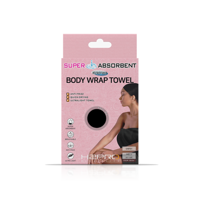 TOWEL - SABT01 - SUPER ABSORBENT MICROFIBER BODY WRAP TOWEL - 25" X 50" - BLACK