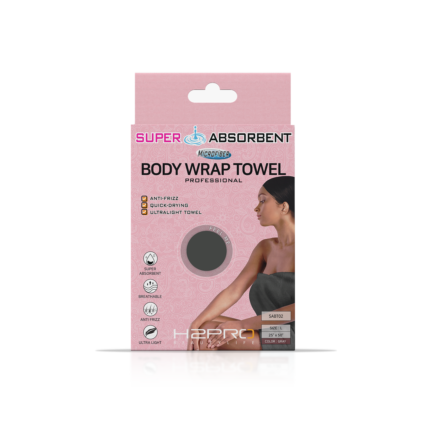 TOWEL - SABT02 - SUPER ABSORBENT MICROFIBER BODY WRAP TOWEL - 25" X 50" - GRAY