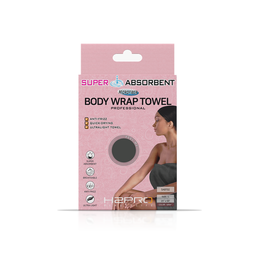 TOWEL - SABT02 - SUPER ABSORBENT MICROFIBER BODY WRAP TOWEL - 25" X 50" - GRAY