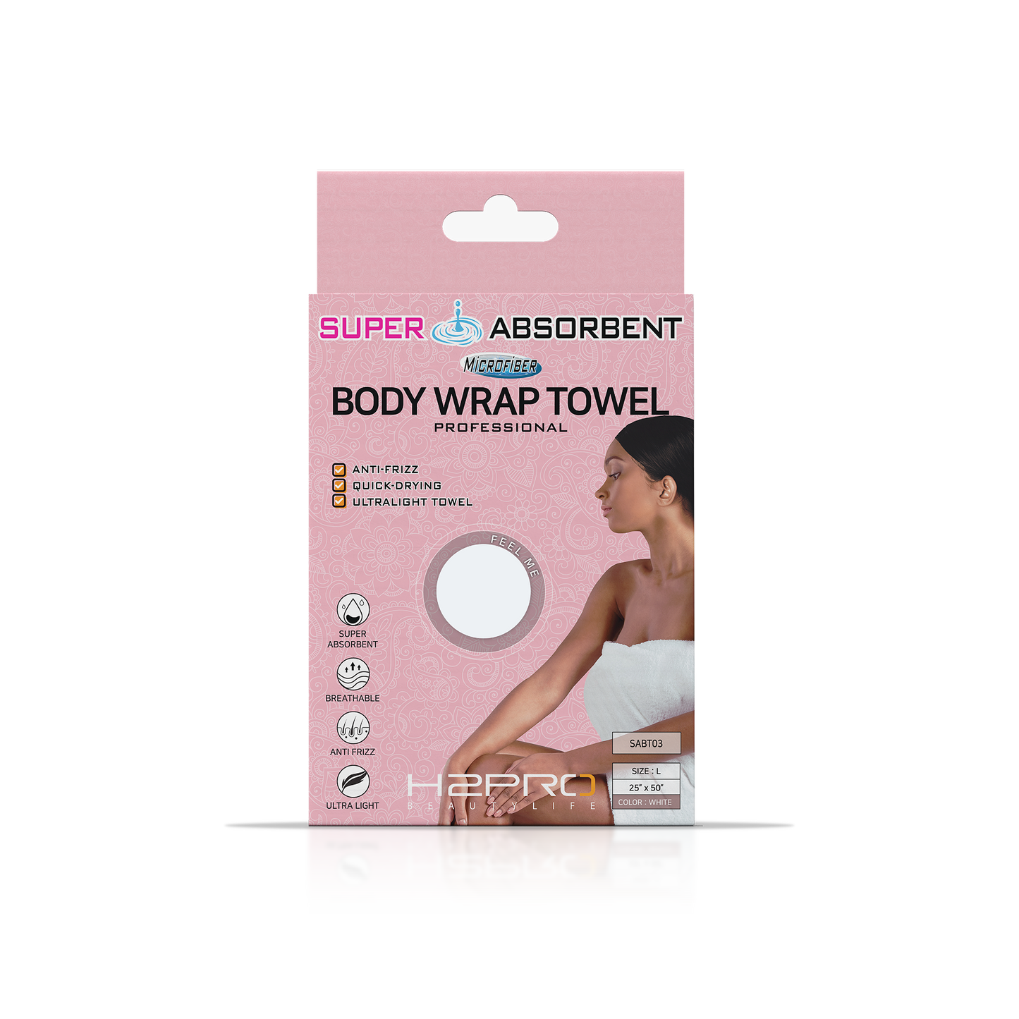 TOWEL - SABT03 - SUPER ABSORBENT MICROFIBER BODY WRAP TOWEL - 25" X 50" - WHITE