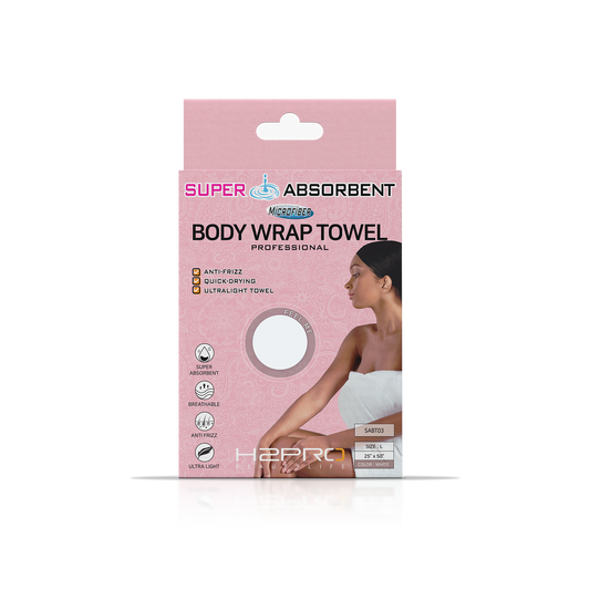 TOWEL - SABT03 - SUPER ABSORBENT MICROFIBER BODY WRAP TOWEL - 25" X 50" - WHITE