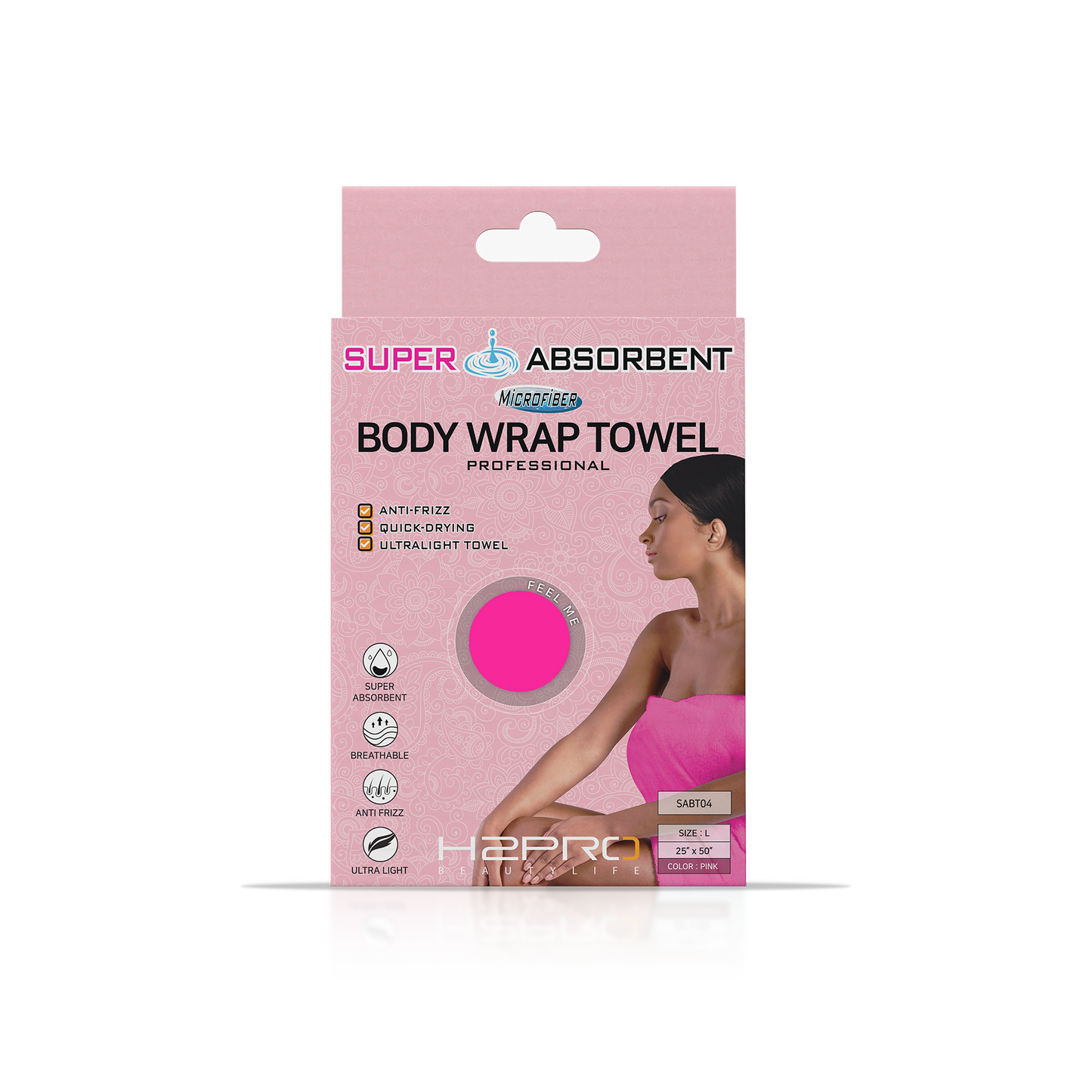 TOWEL - SABT04 - SUPER ABSORBENT MICROFIBER BODY WRAP TOWEL - 25" X 50" - PINK