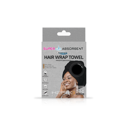 TOWEL - SAHT01 - SUPER ABSORBENT MICROFIBER HAIR WRAP TOWEL - 24" X 44" - BLACK