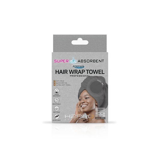 TOWEL - SAHT02 - SUPER ABSORBENT MICROFIBER HAIR WRAP TOWEL - 24" X 44" - GRAY