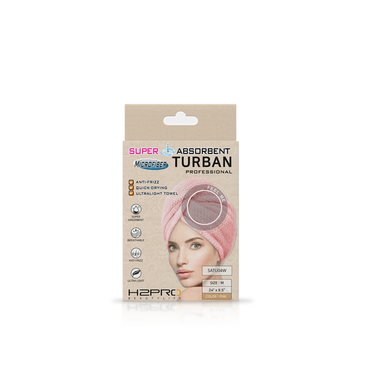 TURBAN - SATU04W - SUPER ABSORBENT MICROFIBER HAIR TURBAN - 24" X 9.5" - PINK