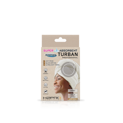TURBAN - SATU07 - SUPER ABSORBENT MICROFIBER HAIR TURBAN - 24" X 9.5" - BEIGE