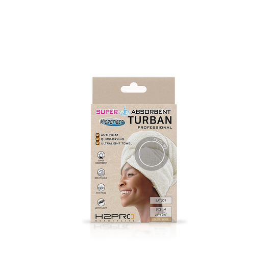 TURBAN - SATU07 - SUPER ABSORBENT MICROFIBER HAIR TURBAN - 24" X 9.5" - BEIGE
